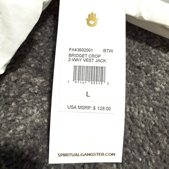 NWT Spiritual Gangster Bridget Crop 2-Way Jacket Vest White Women Large - Picture 7 of 9